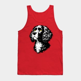 Stunning and Cool Irish Water Spaniel Monochrome and Gold Portrait for Father's Day Tank Top
